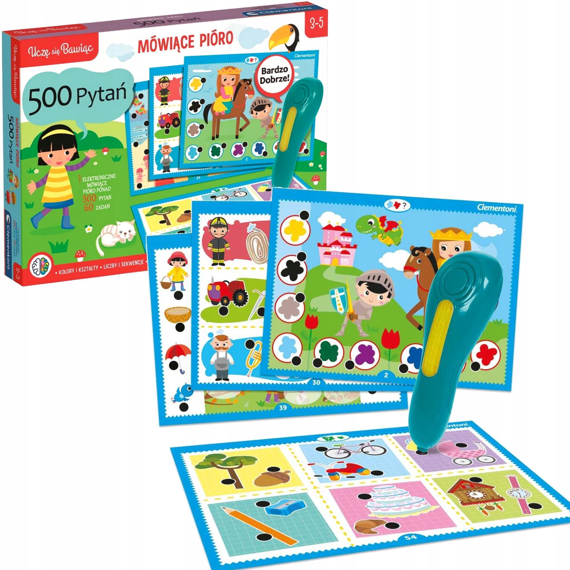 CLEMENTONI MÓWIĄCE PIÓRO 500 PYTAŃ GRA EDUKACYJNA