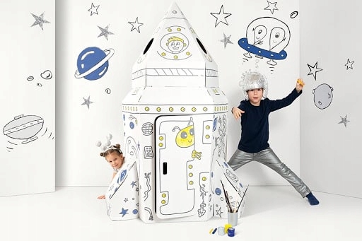 DUŻA Rakieta kartonowa Tektorado do malowania - prezent dla dzieci Płeć chłopcy dziewczynki unisex