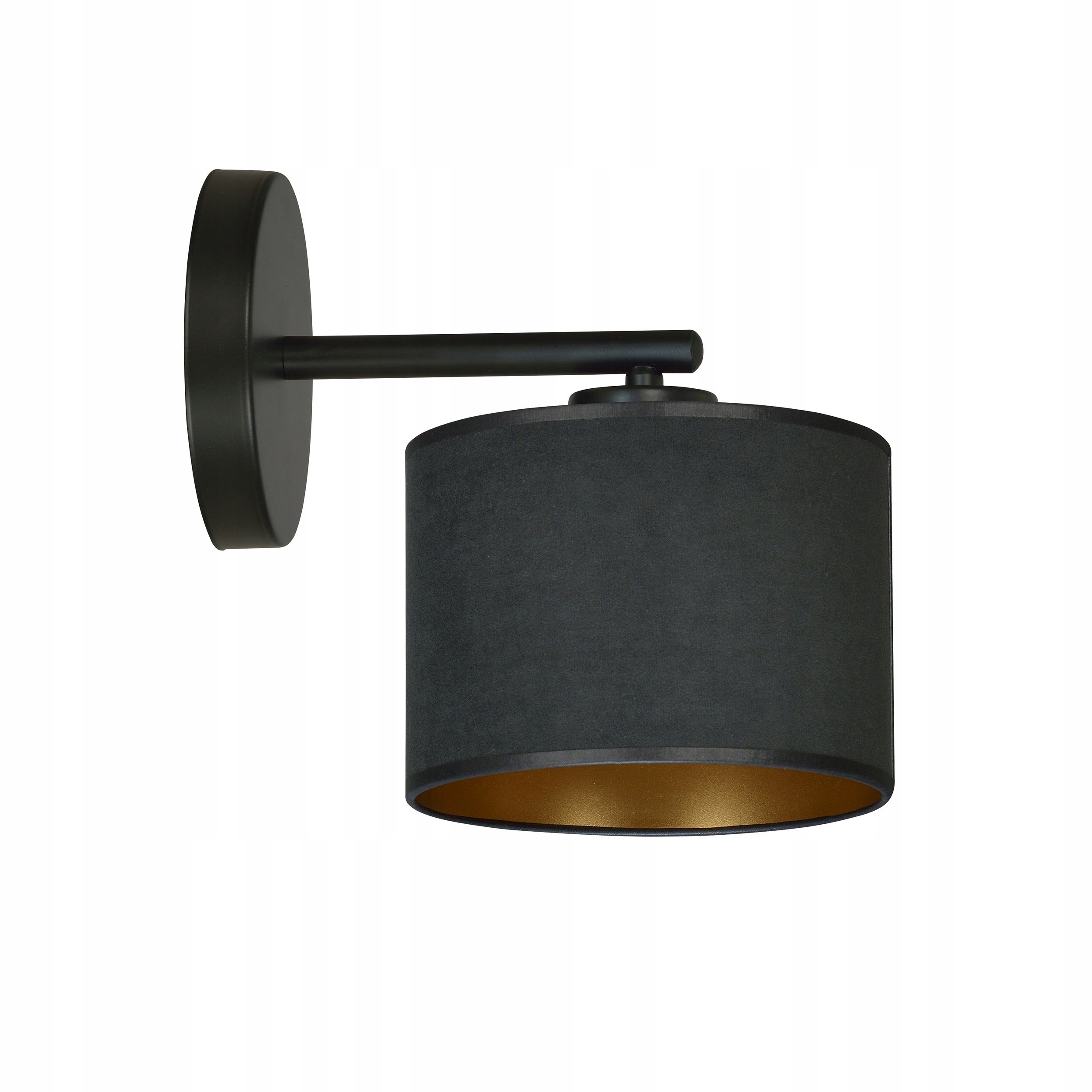 Nástěnná lampa černá Hilde stínidlo černá velurová zlatá uvnitř