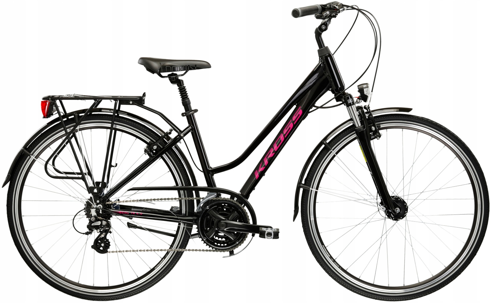 Rower trekkingowy damski Kross Berg Tr 4.0 28 M(17") czarny/różowy połysk