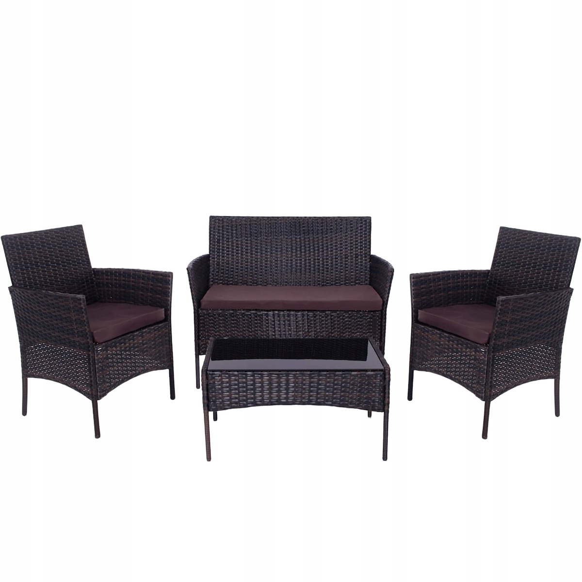 ZESTAW MEBLI OGRODOWYCH SOFA STOLIK FOTELE TECHNORATTAN KOMPLET MEBLE OGRÓD Stan opakowania oryginalne