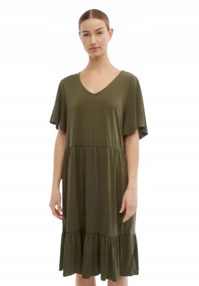 Object Šaty Khaki MIDI S Volánky L Xqa