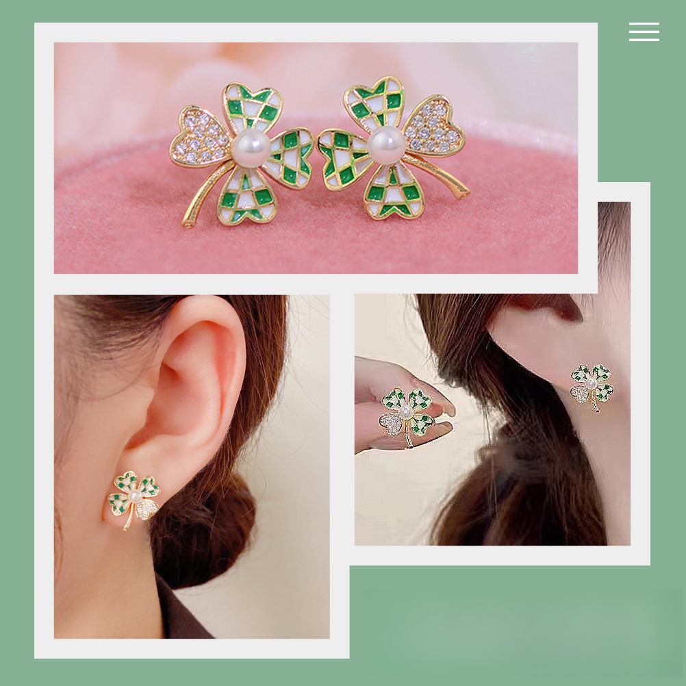 KOLCZYKI KORONOWE MODA DAMSKA CZTERY LIŚCIE Marka bez marki