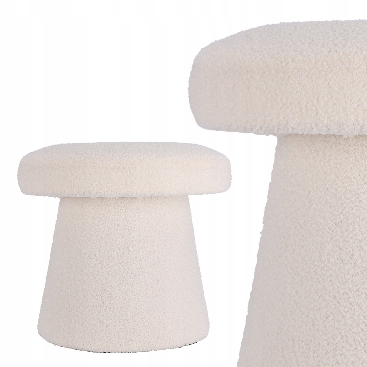 Taburet Teddy bílá 38x38xh43 cm Moderní Tvar Styl Japandi Krémová