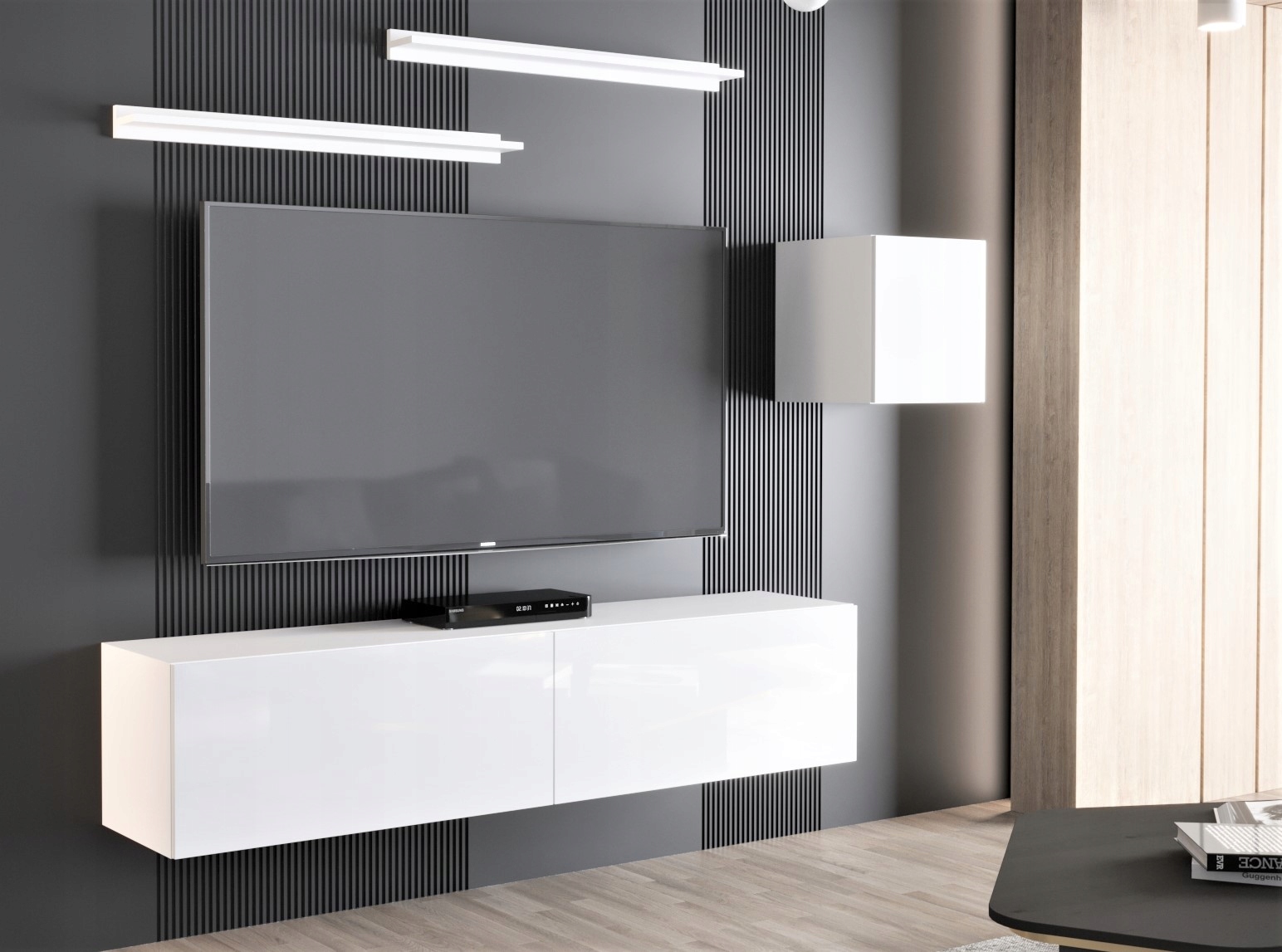 Nábytková Stěna do obývacího pokoje Nábytek Bílý Lesk FMB16