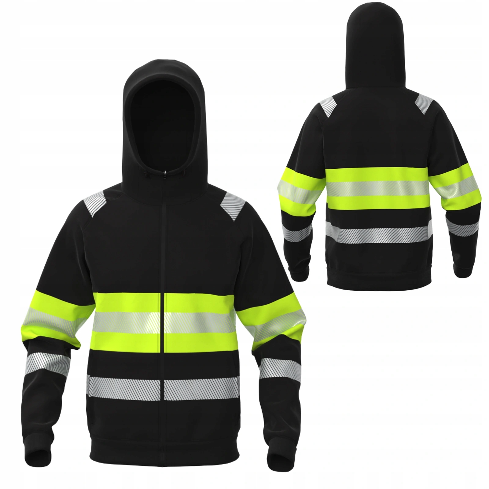 Bluza robocza z kapturem czarna odblaskowa BoSafety FenixPlus XXL