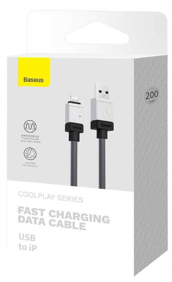 Kabel USB Lightning BASEUS 2m 2,4A do Apple Iphone iPad Przewód Ładowarki Długość przewodu 2 m