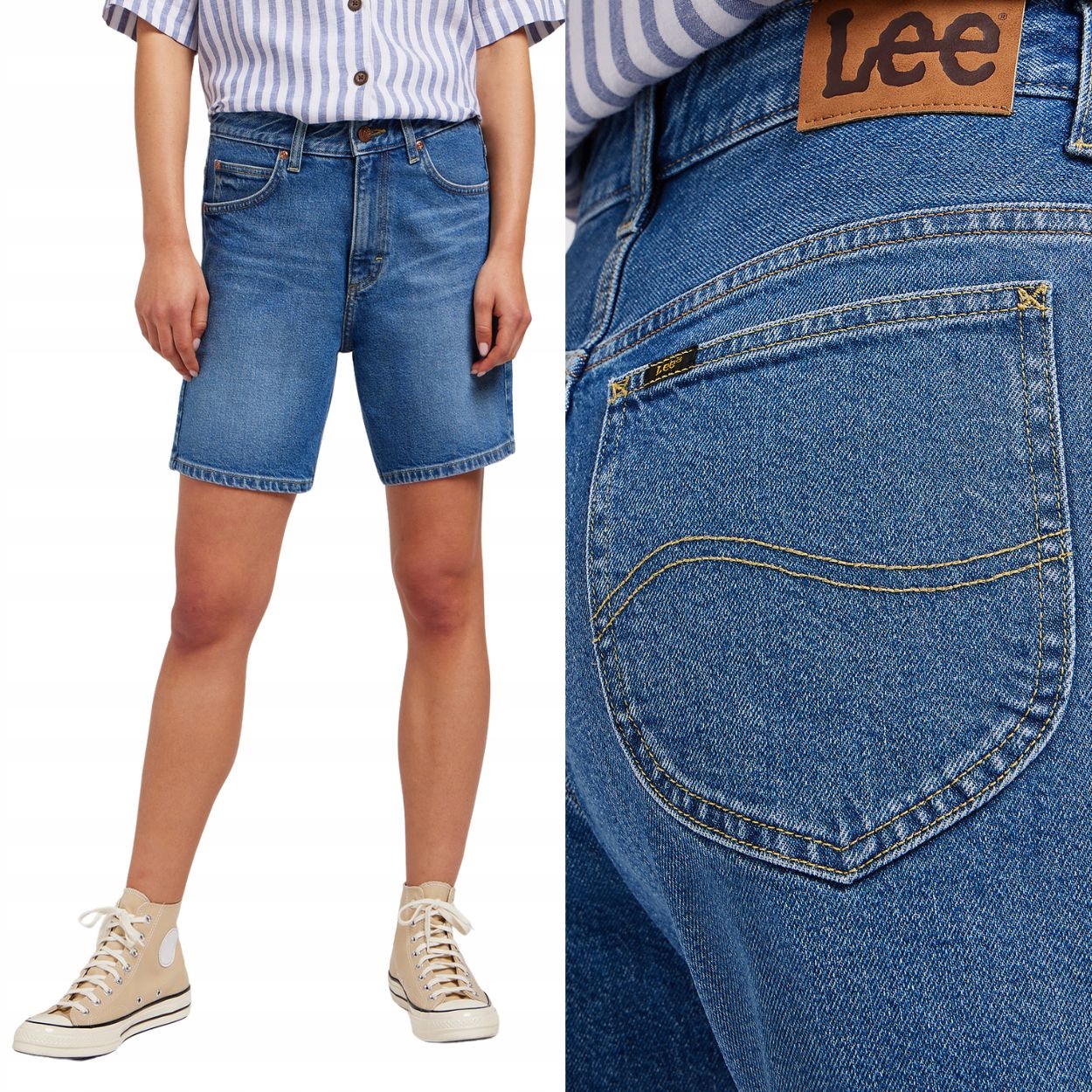 Lee Rider Bermuda River Deep vysoké šortky krátké džínové kraťasy W26
