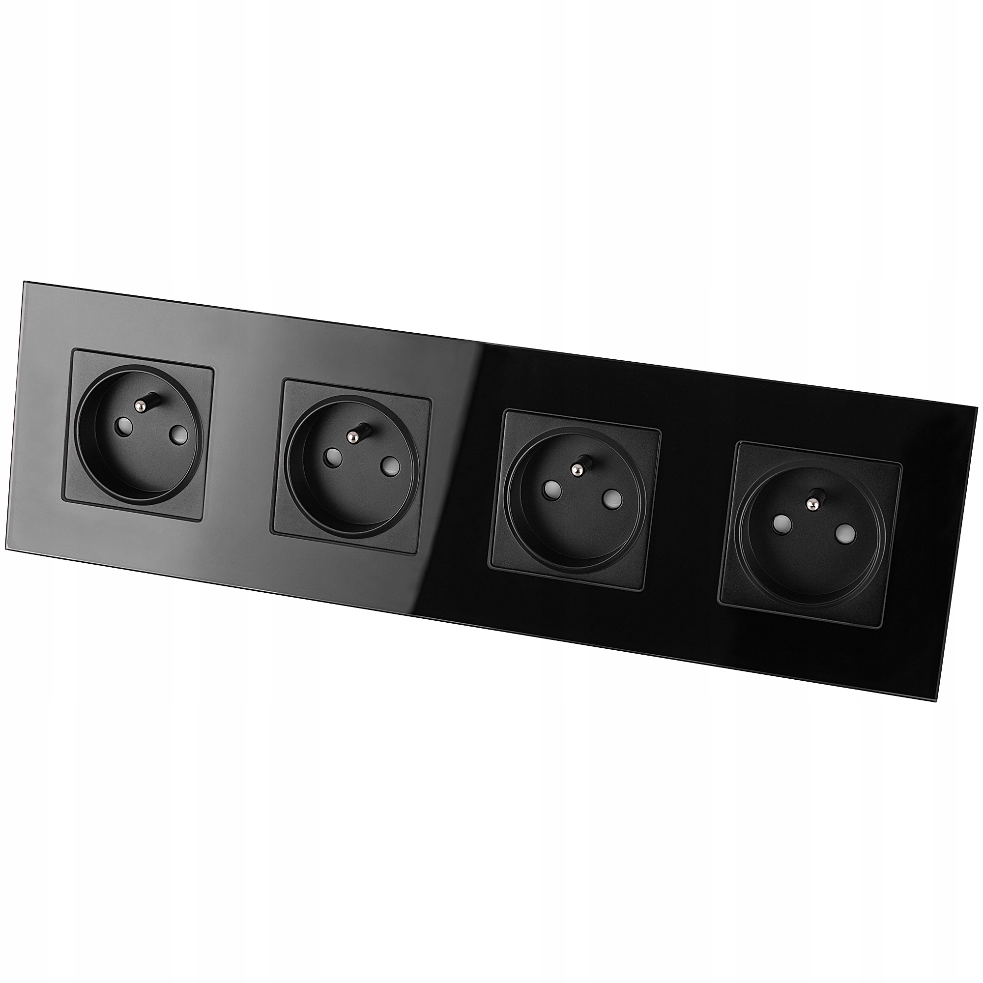 Čtyřnásobná skleněná zásuvka černá Sada Rámeček Čtyřnásobný 4 x Zásuvka Miuun
