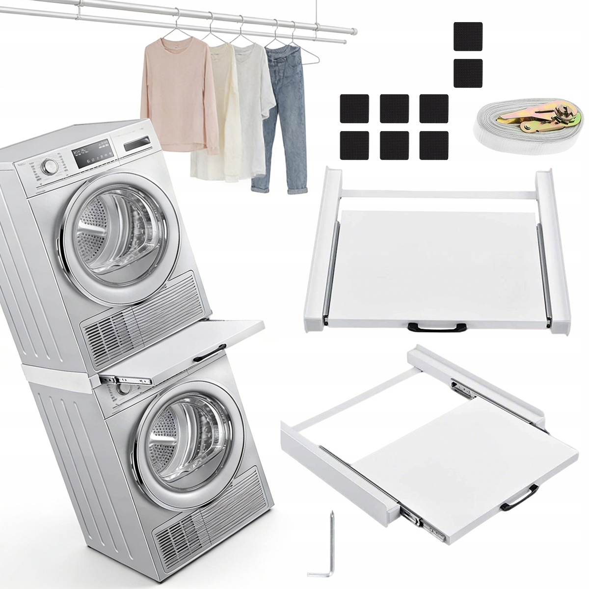 Łącznik pralki z suszarką Uniwersalny 60 cm Z wysywaną półką Solidny