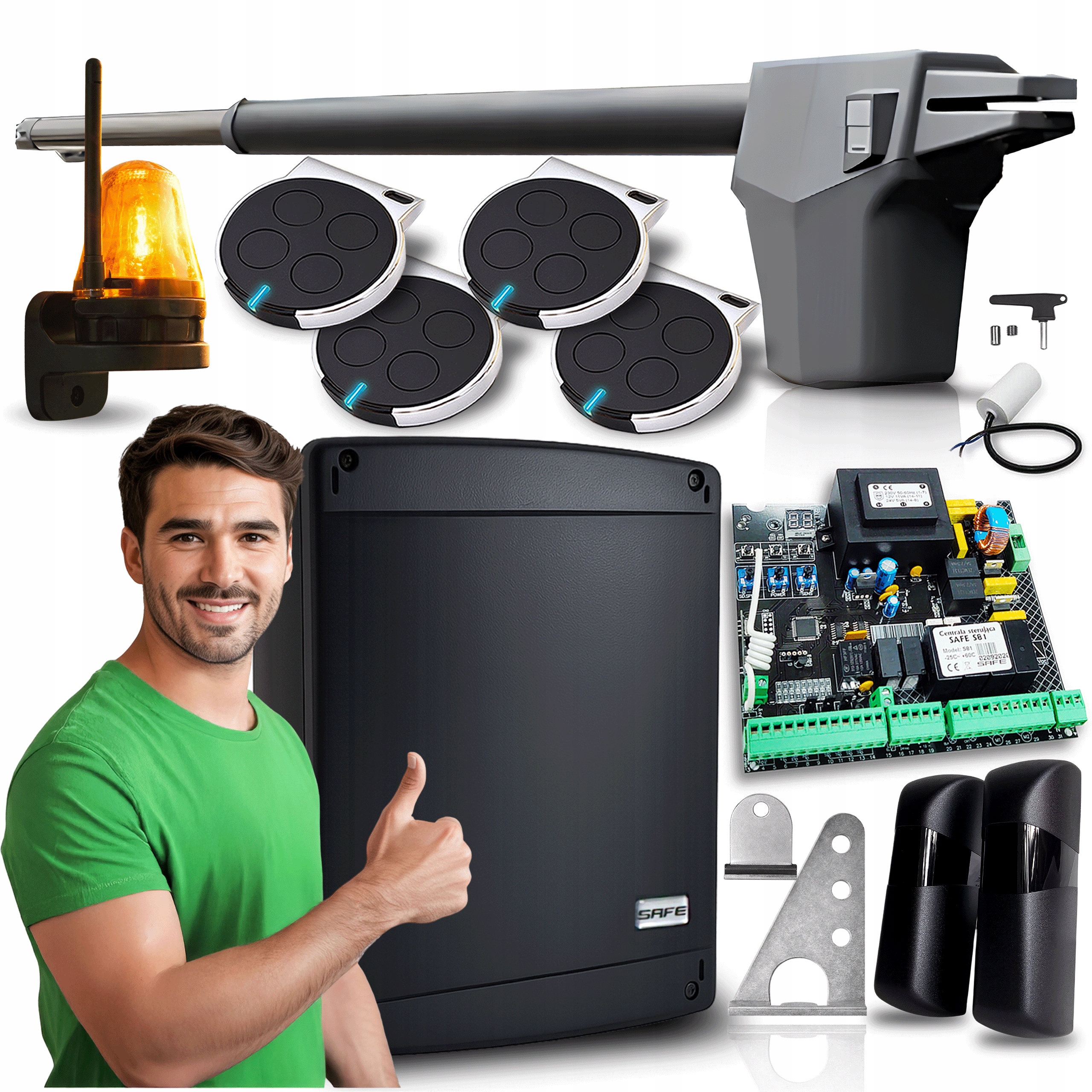 Pohon Pro Jednokřídlovou bránu 4,3 Set 4 x Pilot Lampa Automat pohon