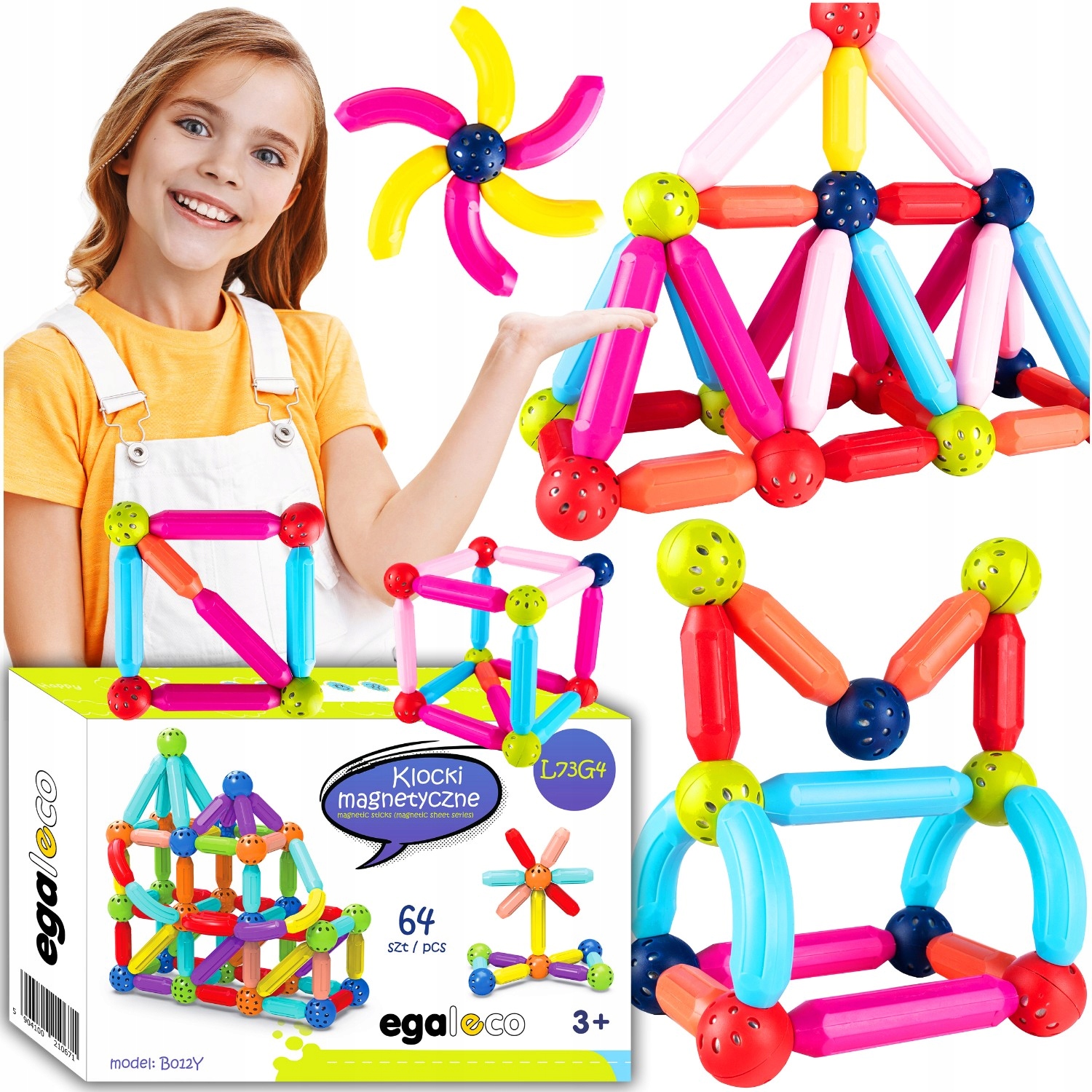 KLOCKI MAGNETYCZNE KONSTRUKCYJNE EDUKACYJNE ZESTAW