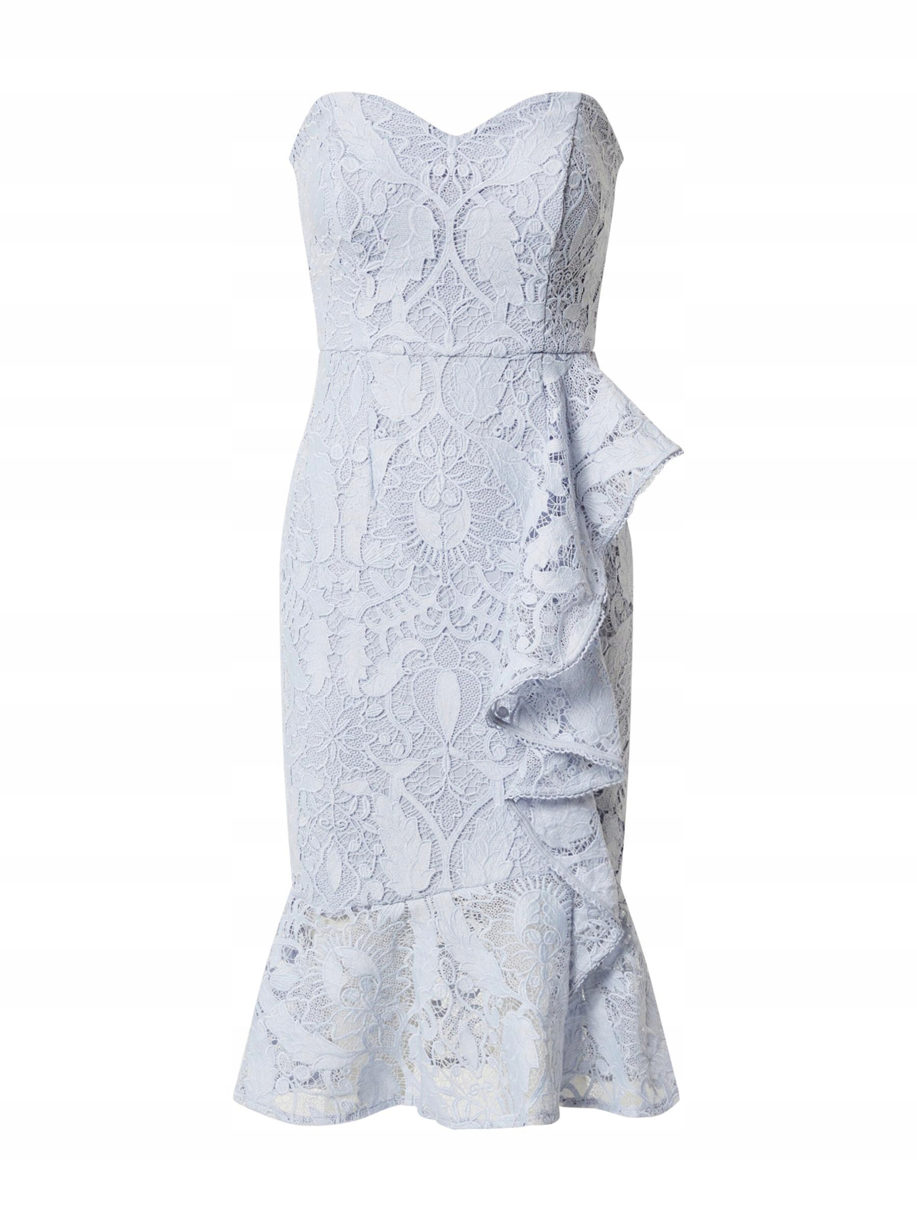 Lipsy London Šaty MIDI Krajka Modrá Odhalená Ramena 38/M Slm 38