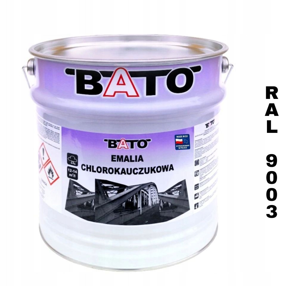 Chlorokaučukový smalt Barva na kov Bato Ral 9003 Bílá 10L