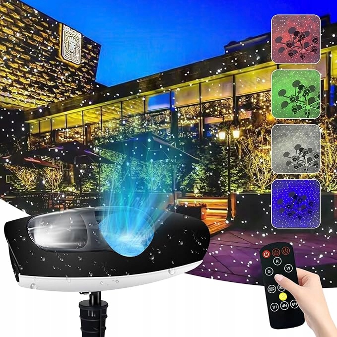 ZEWNĘTRZNY PROJEKTOR GALAKTYKI Z TIMEREM WODOODPORNY IP65 4 KOLORY MGŁAWICY
