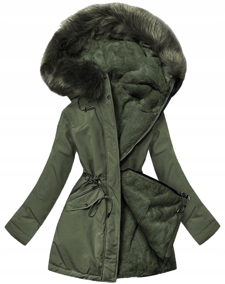 Zimní Bunda 2V1 S Medvídkem W610BIG Khaki 46