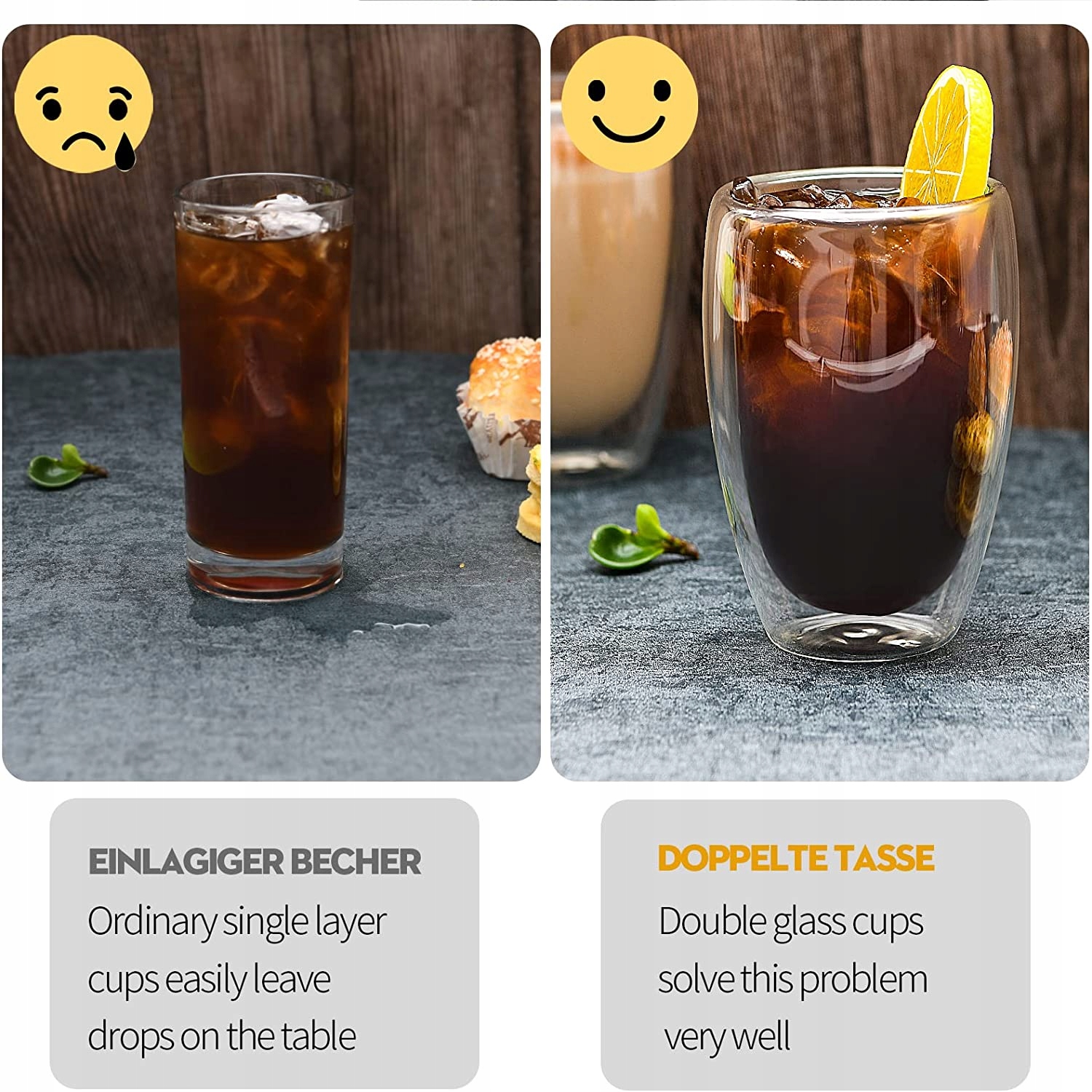 SZKLANKI DO KAWY 8SZT LATTE ESPRESSO CAPPUCCINO Pojemność 400 ml