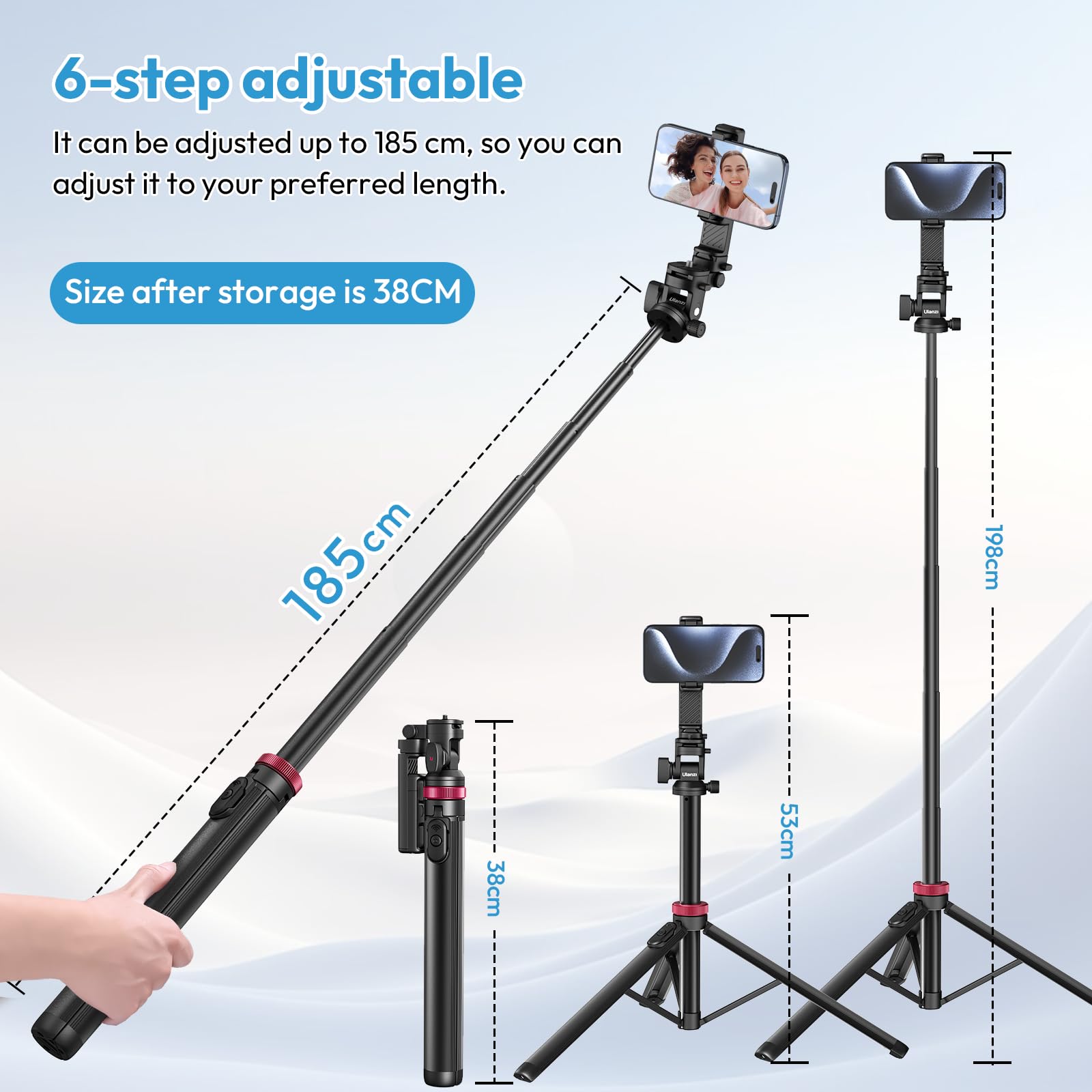 ULANZI MT-78 Statyw Kamera Selfie-Stick Bluetooth Telefon DSLR iPhone — miniatura 2