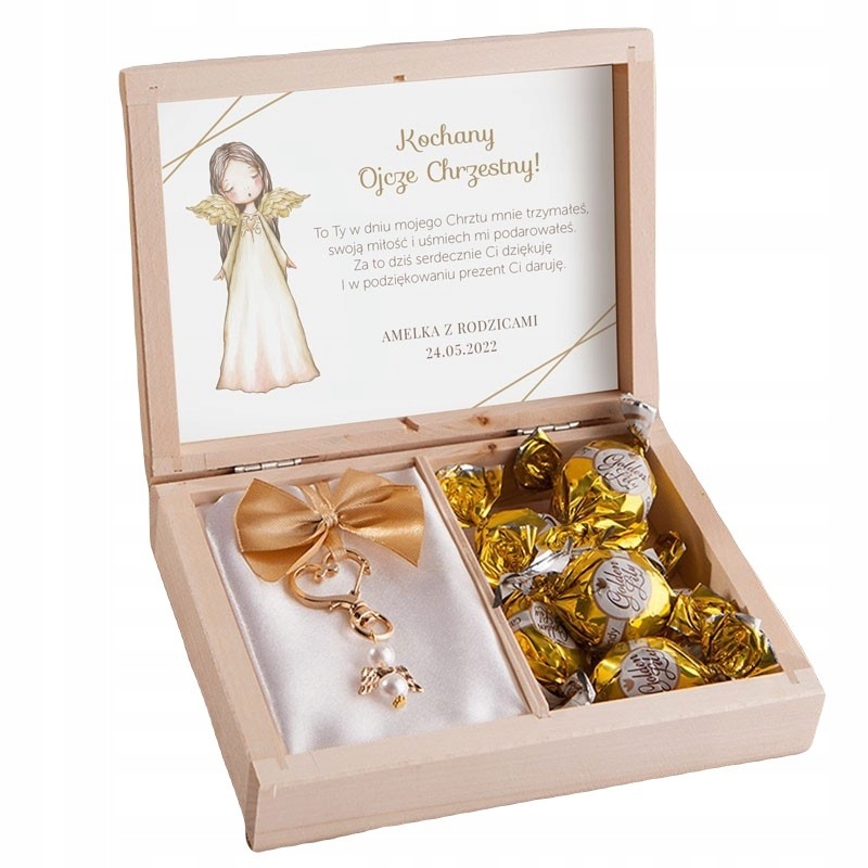 PODZIĘKOWANIE na Chrzest Z IMIENIEM Brelok aniołek