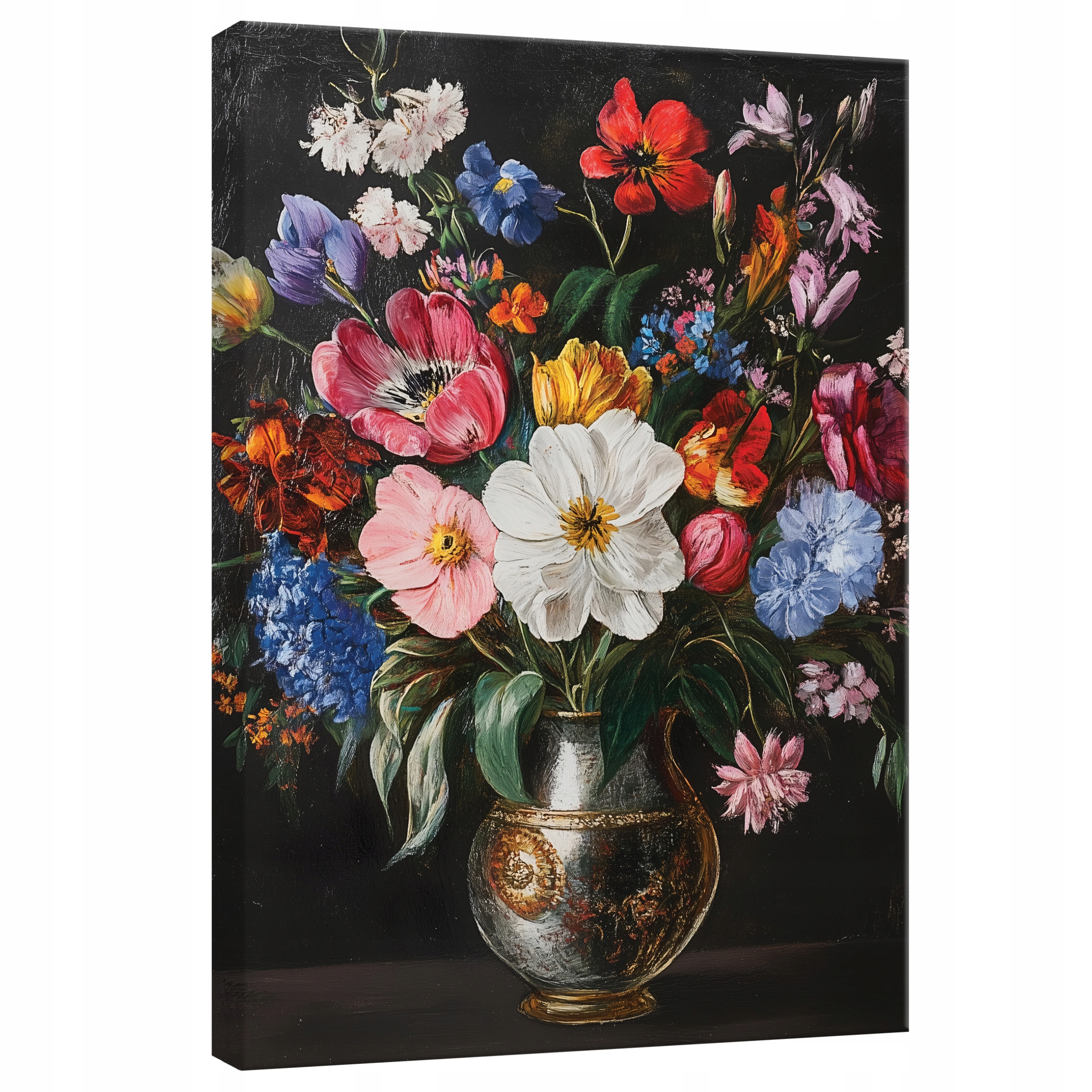 Obraz 80x120 Mrtvá příroda květiny kytice váza olej textura elegance