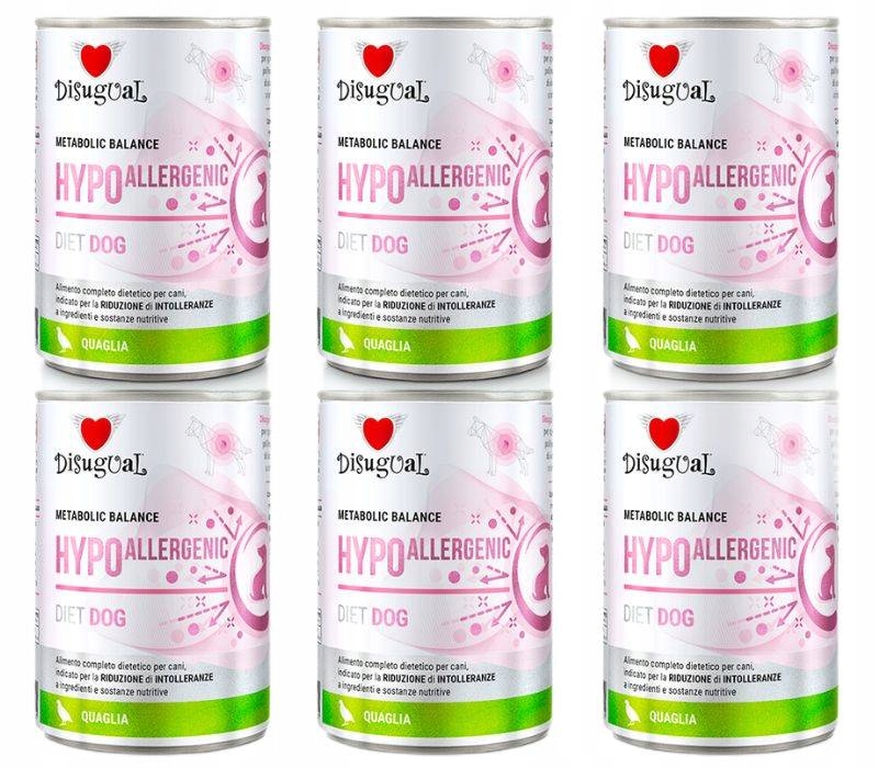 Disugual Psi Mokrá veterinární dieta Hypoalergenní křepelka 6 x 400 g
