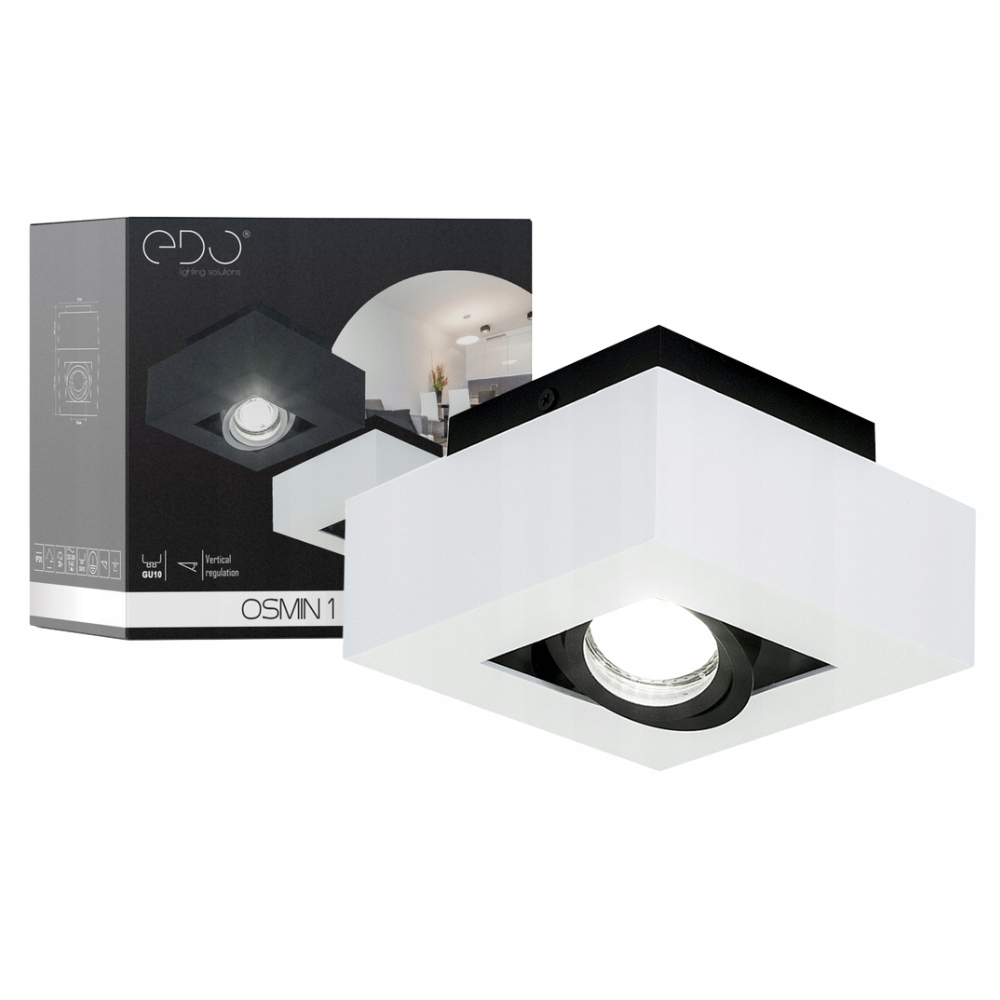 

Lampa sufitowa natynkowa pojedyncza kwadrat biała