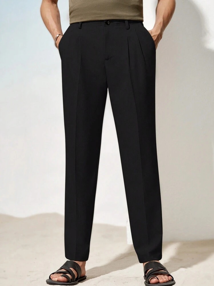 Manfinity Černé Záševkové Kalhoty Pásek (L)