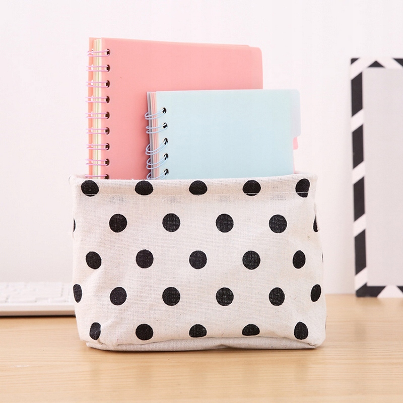 POJEMNIK KOSZYCZEK Do Przechowywania Płócienny BIAŁY w Czarne Kropki Kod producenta L259
