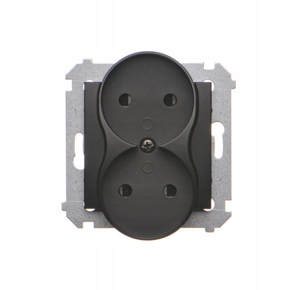 Gniazdo podwójne b/u do ramek Simon 54 Czarny mat