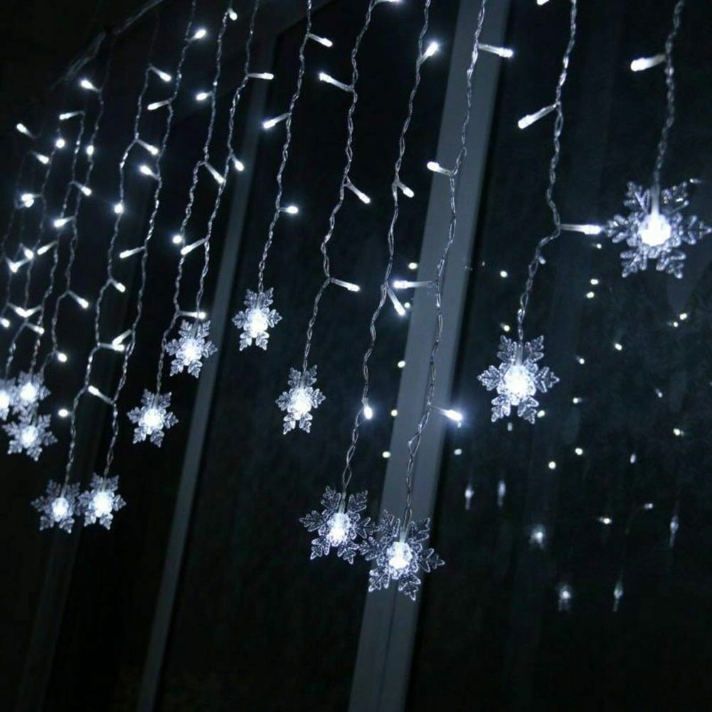 KLIGHTEN Kurtyna LED 3.5M 96 Światełek 8 Trybów Dekoracja Zimna Biel — miniatura 3