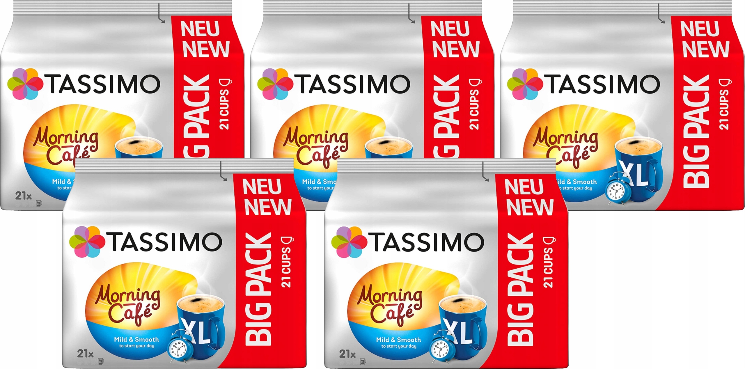 Levně Kapsle Tassimo Jacobs Morning Cafe MILD XL 5 x 21 ks