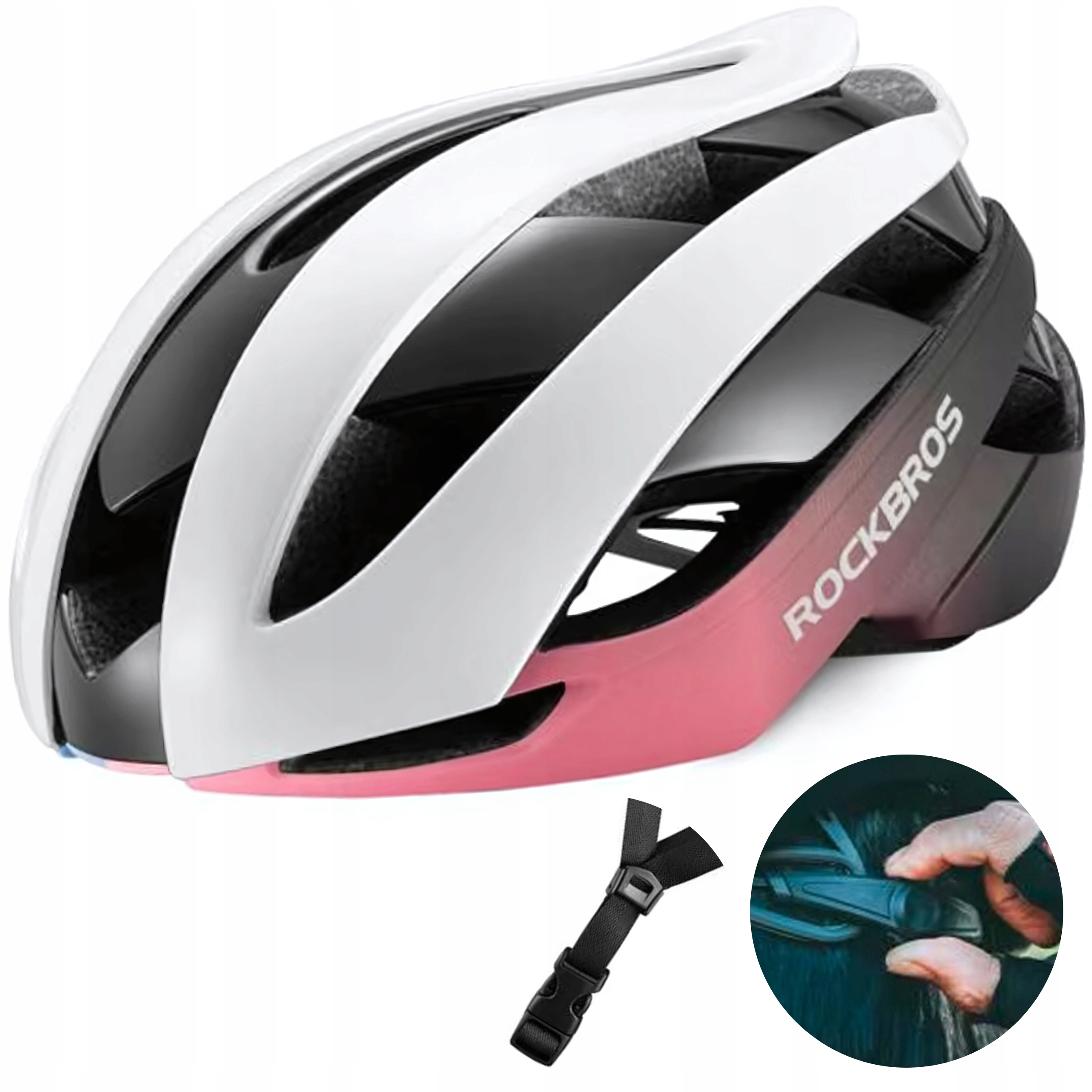 Cyklistická přilba Rockbros M silniční univerzální modro-růžová 10110004008