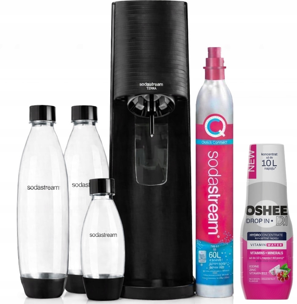 Saturátor na perlivú vodu SodaStream Terra čierny 3 fľaše plyn Sirup
