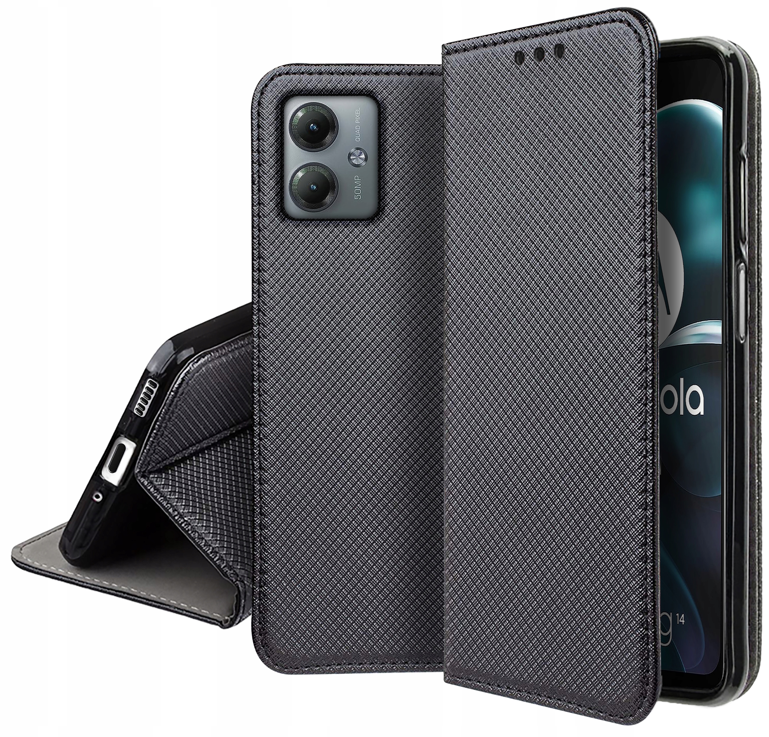 Etui do Motorola Moto G14 SMART MAGNET CASE + SZKŁO 9H