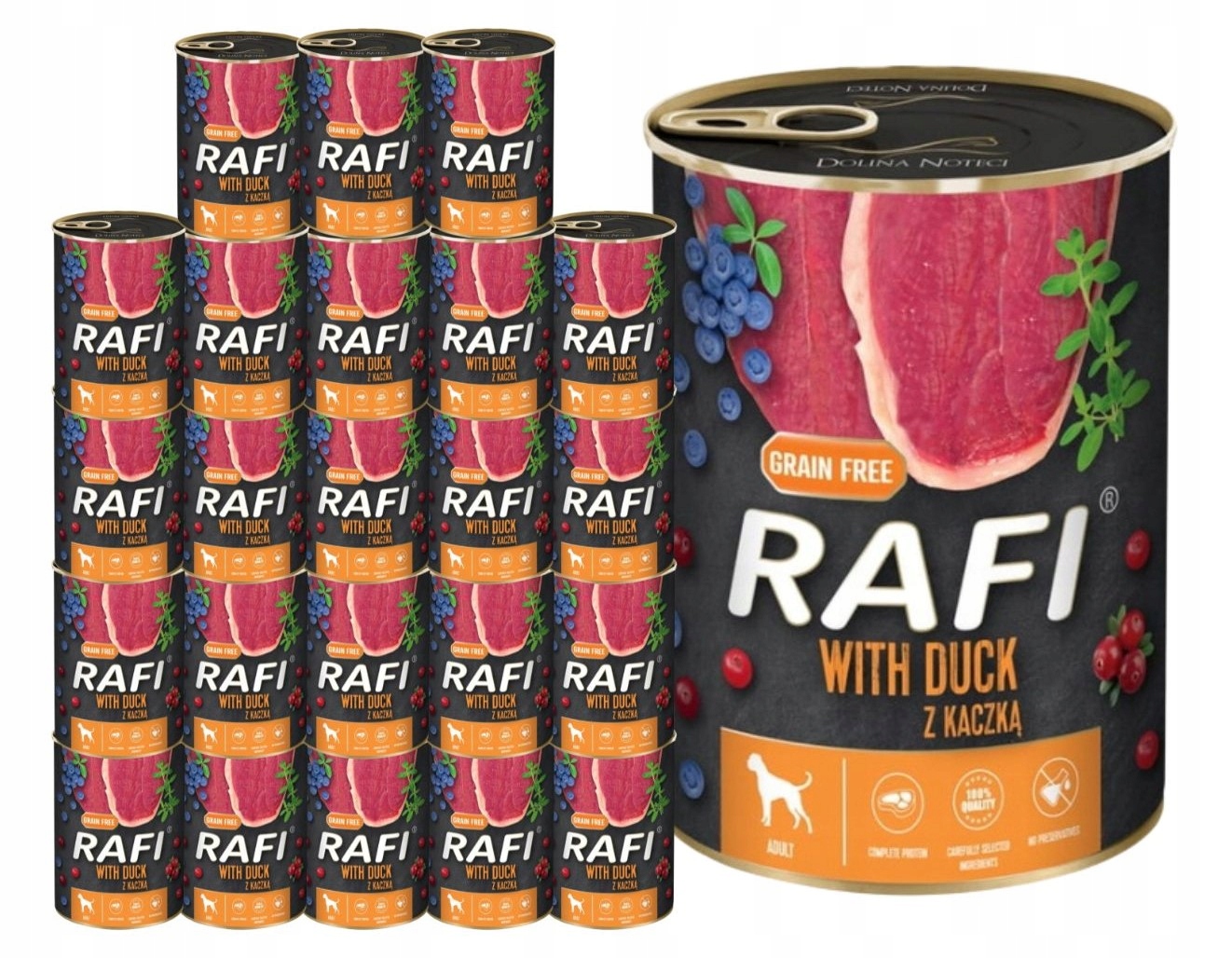 Levně Rafi vlhké krmivo pro psy s kachnou 24x400g Bezobilné Dolina Noteci