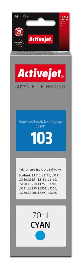 Tusz Activejet AE-103C (zamiennik Epson 103 C13T00S24A; Supreme; 70 ml; błę