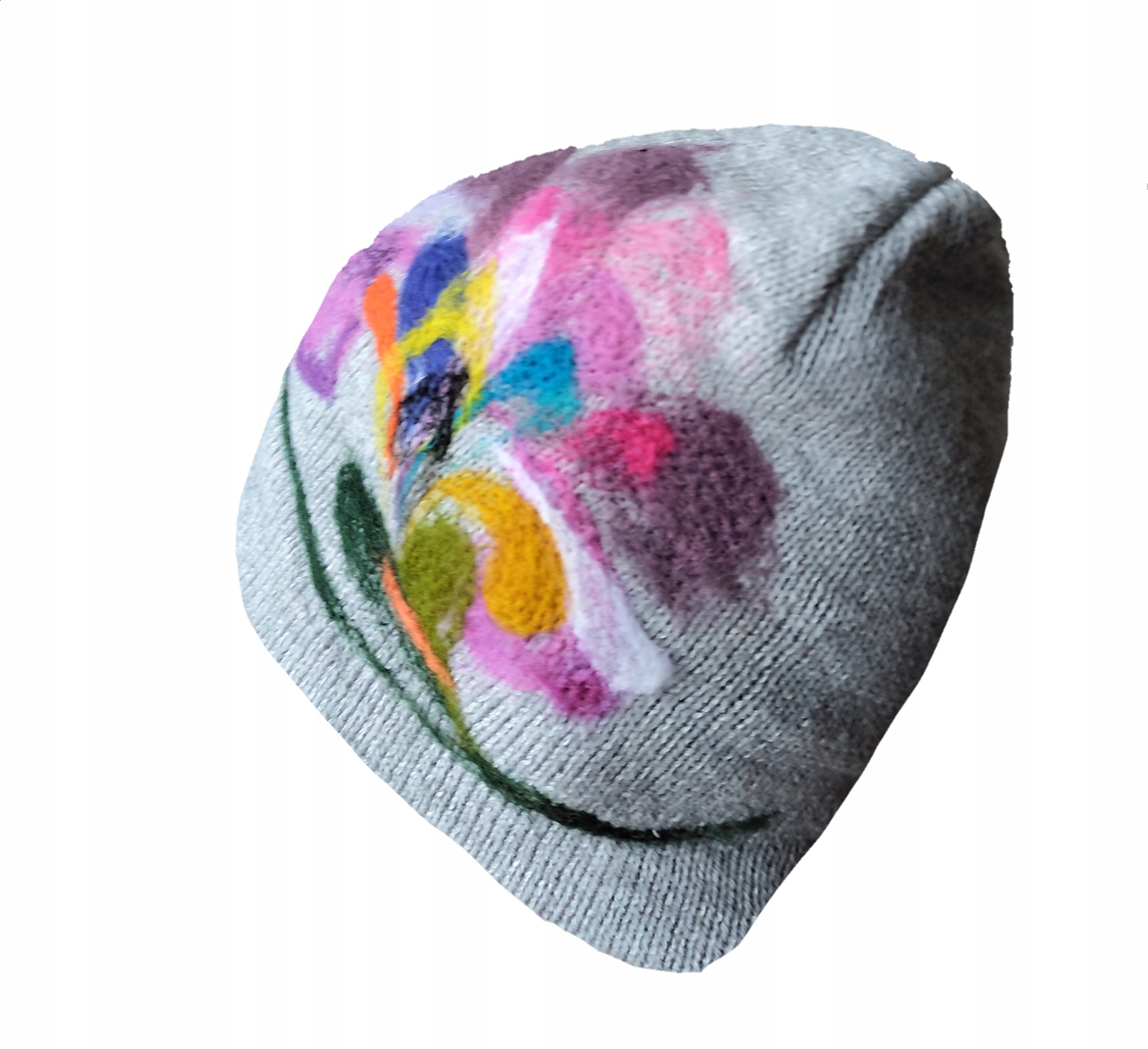 czapka filcowana szara kolorowa damska welna nowa