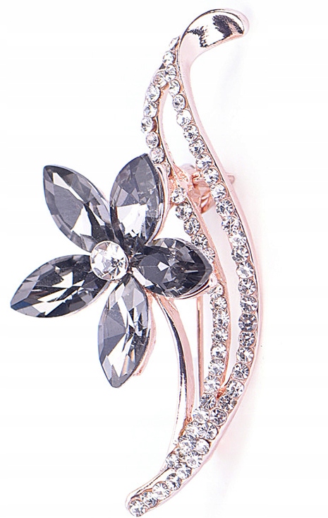 

Broszka Szary Kwiatek kryształowe zdobienia Lux