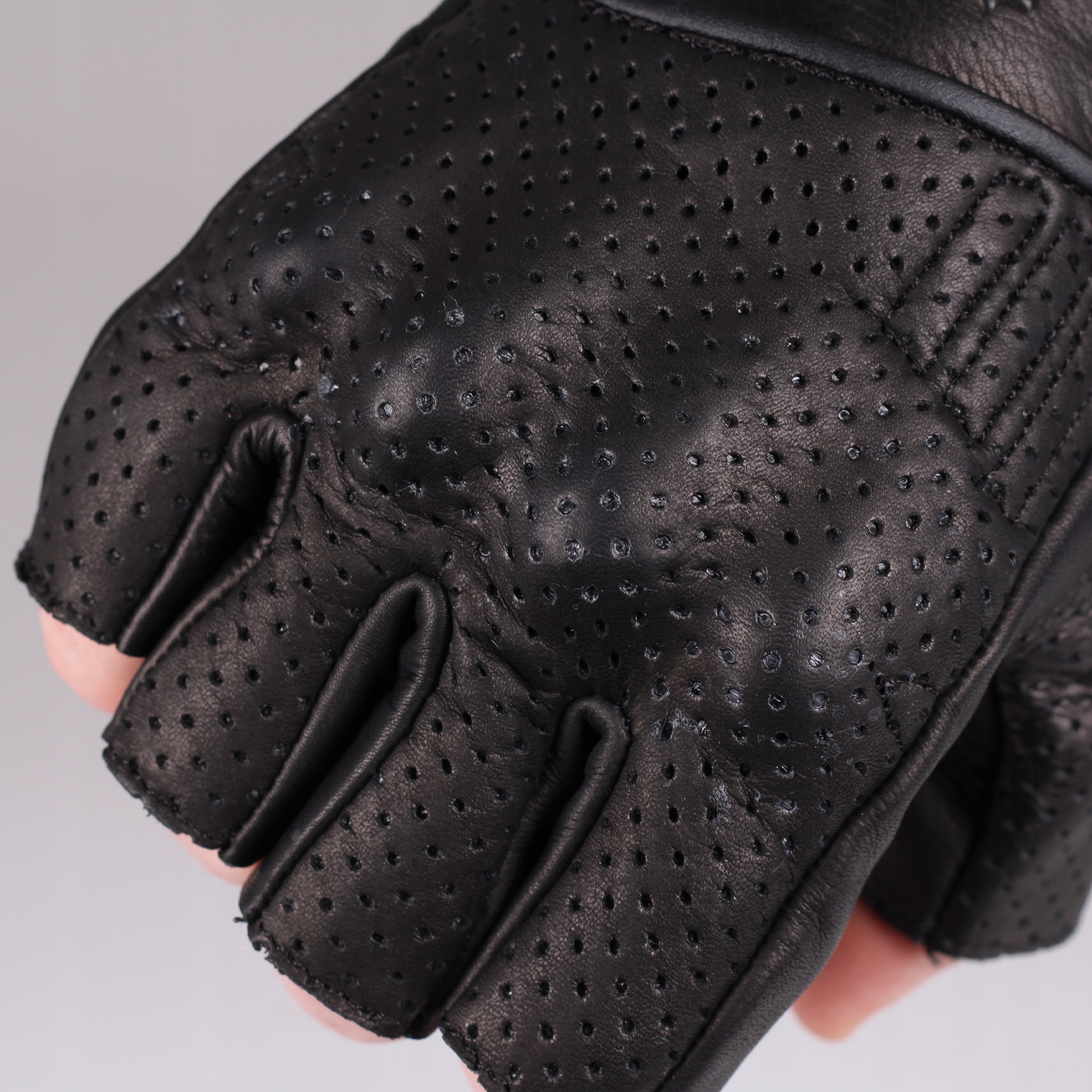 Skórzane Rękawice Motocyklowe HUSAR BREEZE SHORT przewiewne bez palców Rozmiar S