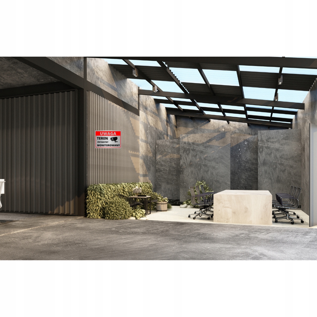TABLICZKA ALUMINIUM UWAGA TEREN PRYWATNY MONITOROWANY DRUK UV MONITORING Marka 3dCity