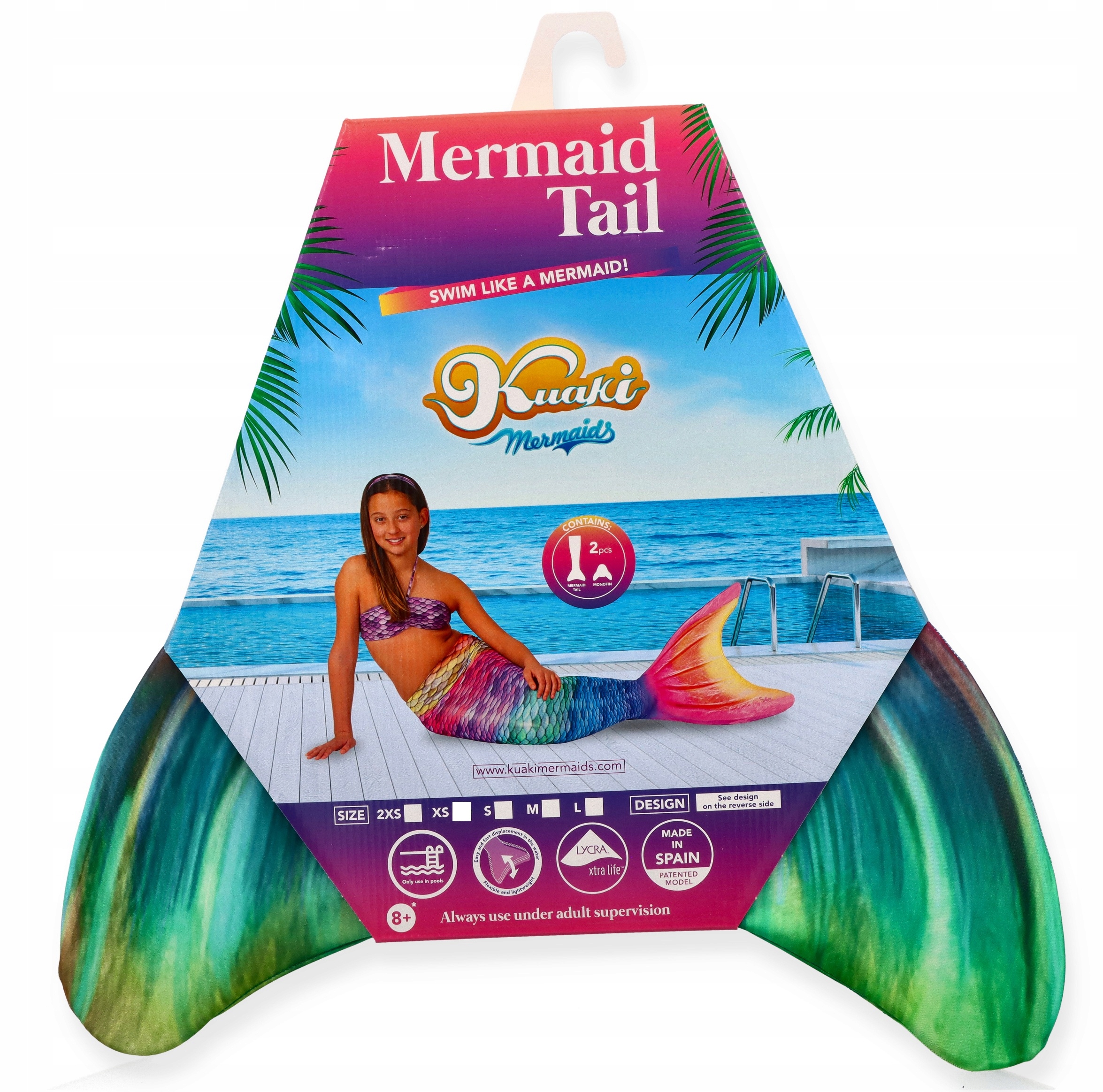 Ogon Syreni Zanzibar 2XS Kuaki Mermaids Płetwa Syreny dla dziewczynki 6+