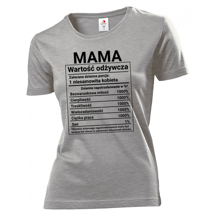 

Koszulka damska Mama wartość odżywcza etykieta L