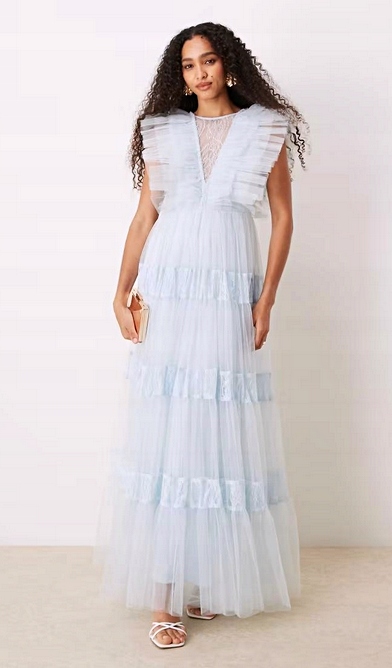 Tylová Nádherná Šaty S Volánky Lace Beads 36 S