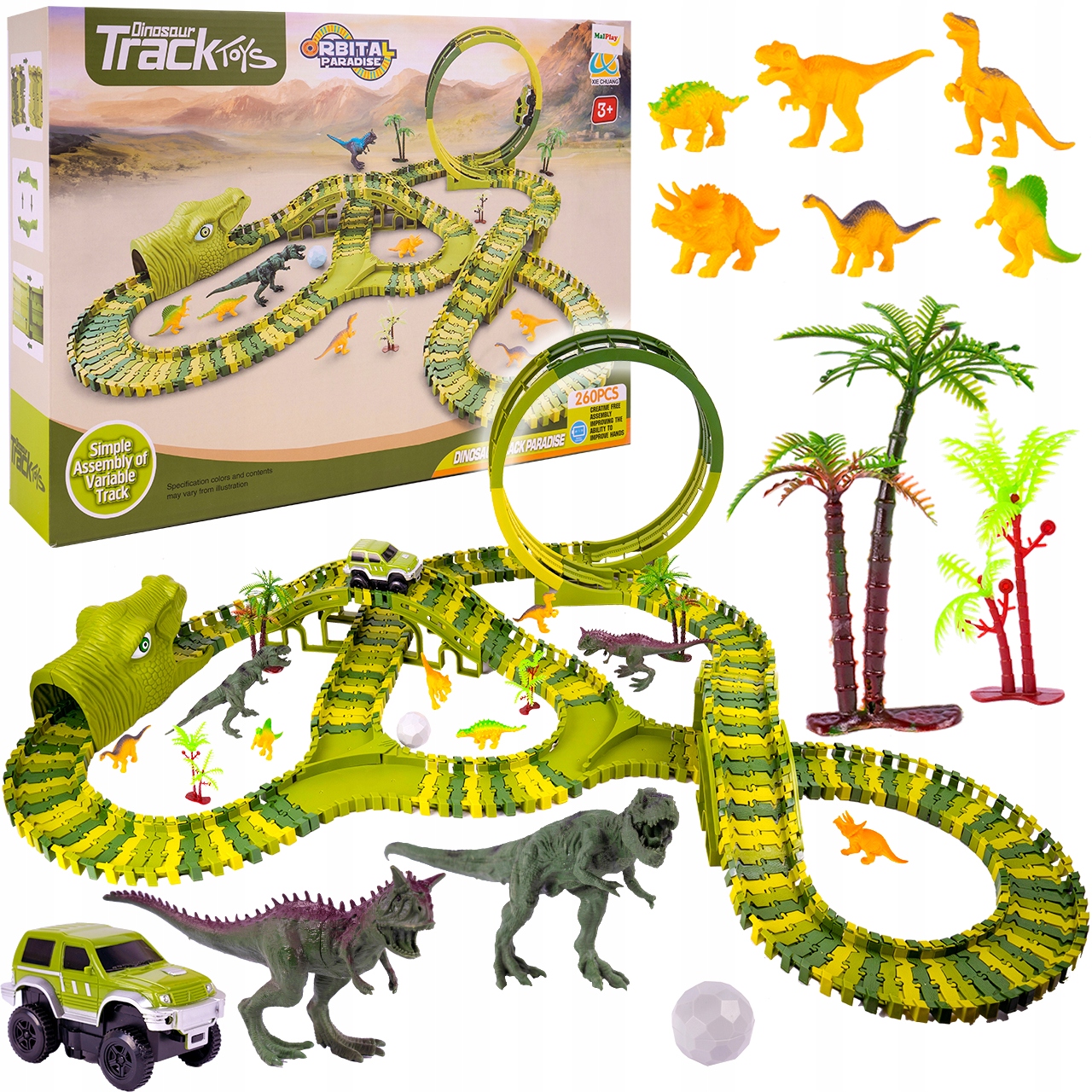 MEGA RACING TRACK DINOSAUR PARK MAGIC TRACK 260шт