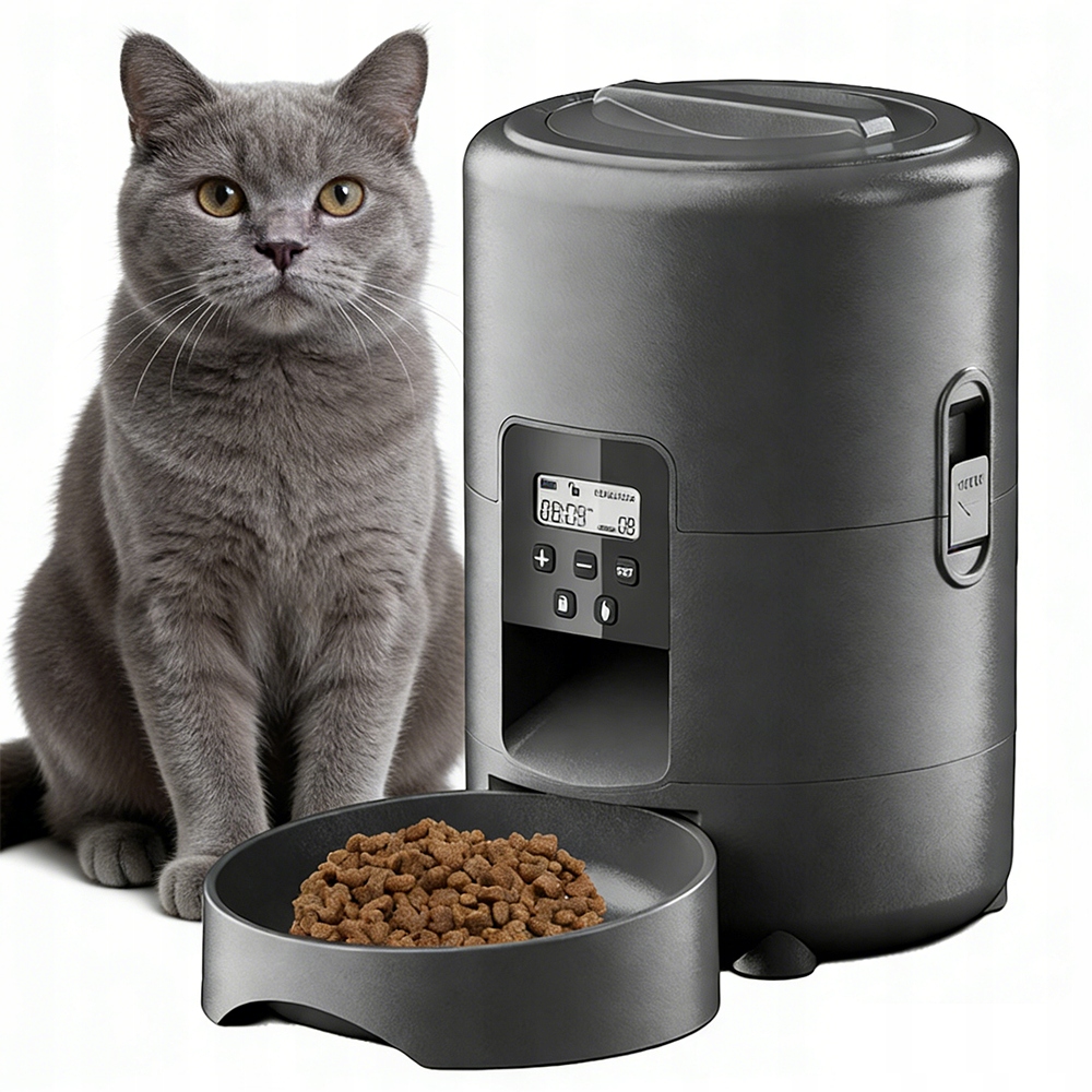 Automatyczny Inteligentny Karmnik LCD Dozownik Z Tacą Na Karmę Dla Psa Kota