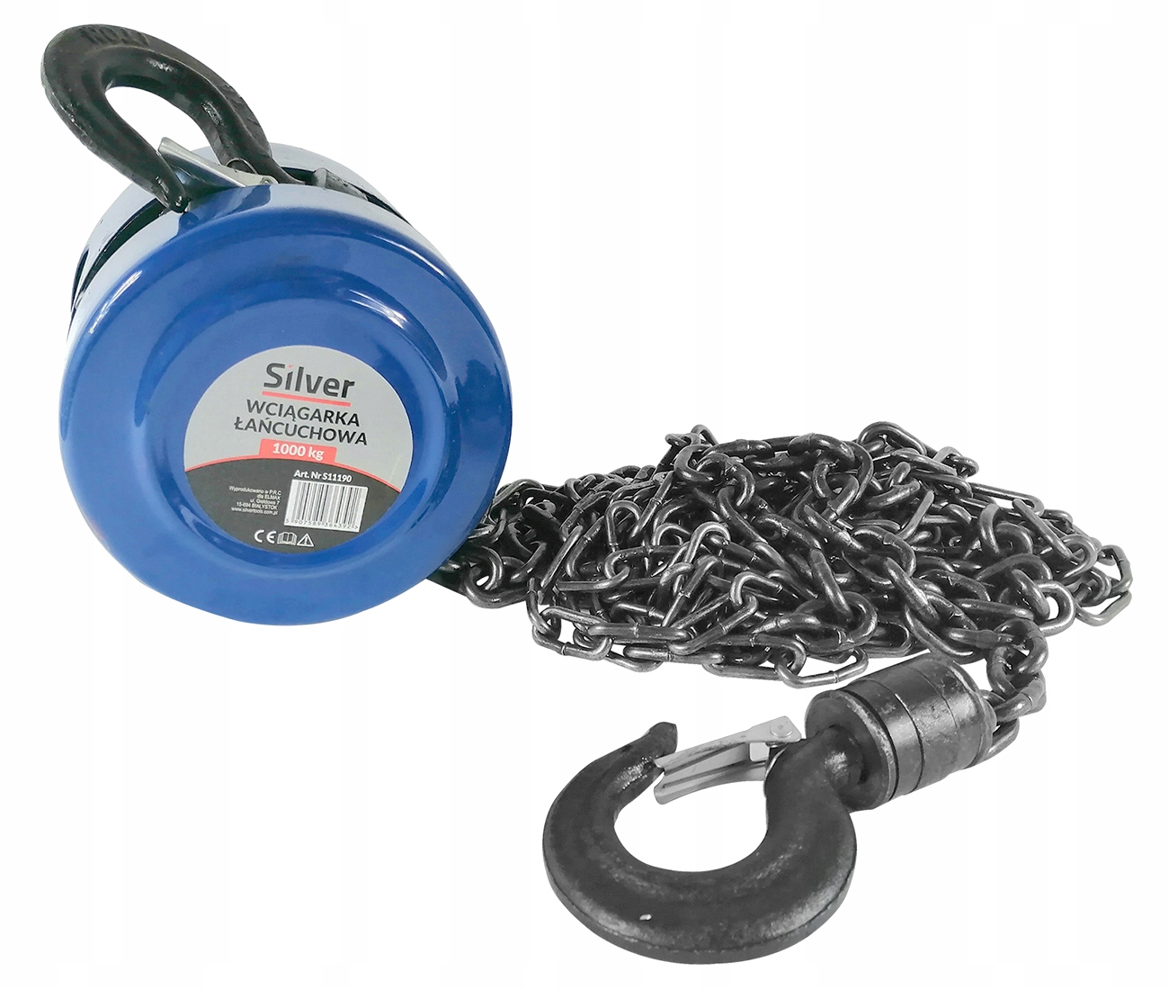 WCIĄGARKA WYCIĄGARKA ŁAŃCUCHOWA 1T RĘCZNA MOCNA 2,5M + HAK BLOKADA S11190 EAN (GTIN) 5907589364392