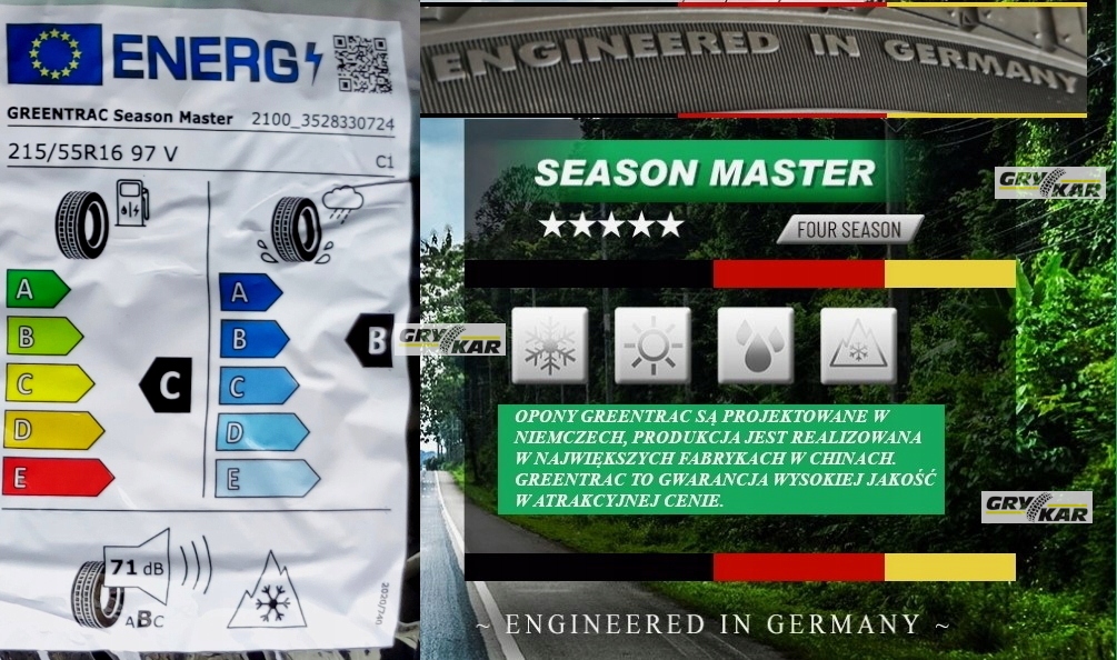 Opony 215/55/16 Greentrac Season Master 2024r 4szt. 3 lata gwar. C/B/71dB EAN (GTIN) 6959613721847
