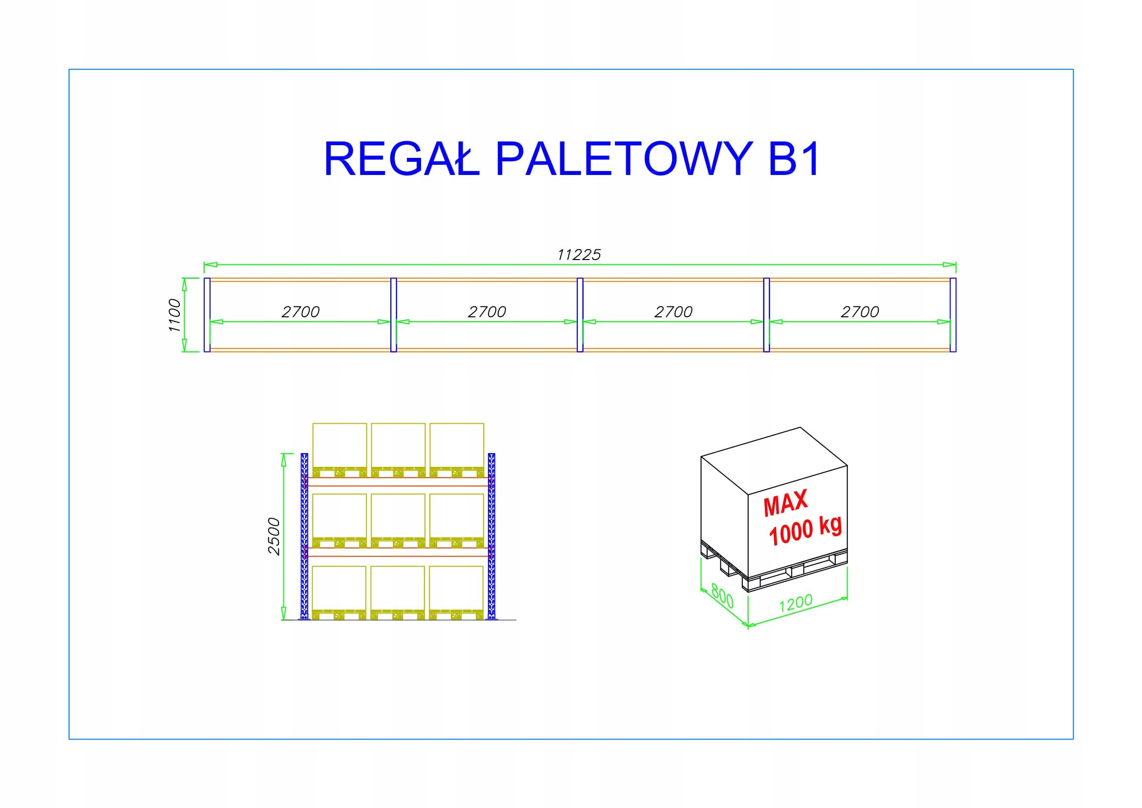 REGALY PALETOWE B1 45 PALET Regaly przemyslowe Producent code Regal paletowy B1