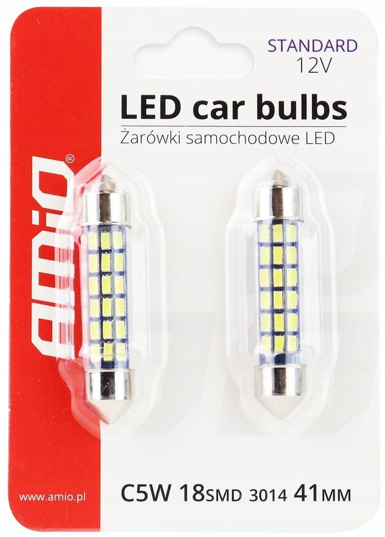 ŻARÓWKI LED C5W C10W RURKOWE 41mm 18xSMD 3014 12V Typ żarówki C5W