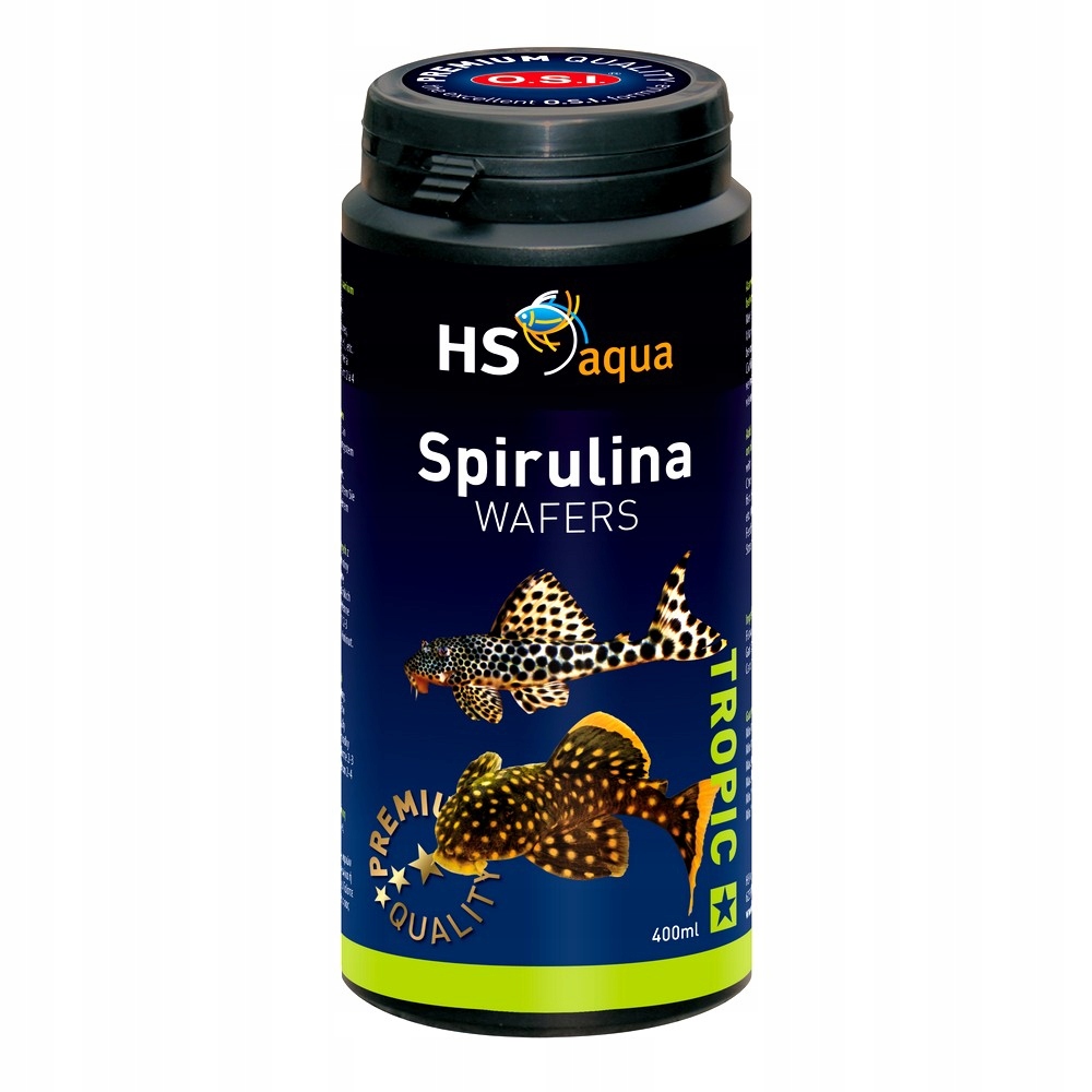 Levně Krmivo Pro Akvarijní Býložravé Ryby Spirulina Wafelki 400 ML Hs Aqua